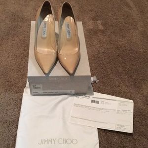 JIMMY CHOO 100MM Toe Pump nude heels sz38(8W)
